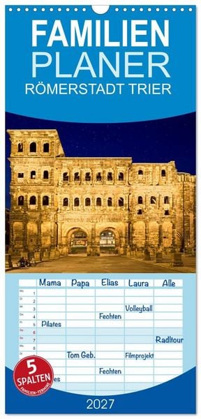 Produktbild: Familienplaner 2027 - R&Ouml;MERSTADT TRIER mit 5 Spalten (Wandkalender, 21 x 45 cm) CALVENDO