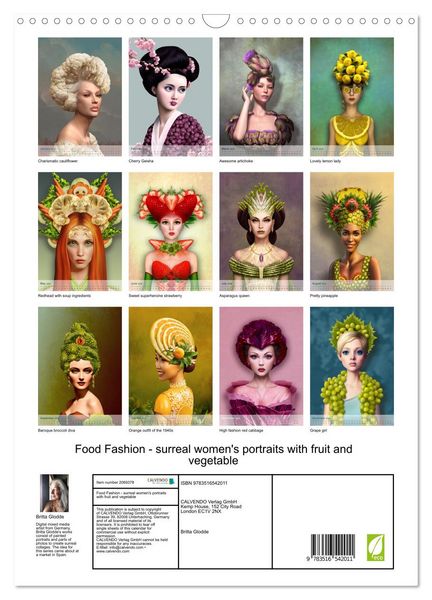 Produktbild: Food Fashion - surreal women's portraits with fruit and vegetable (Wall Calendar 2026 DIN A3 portrait), CALVENDO 12 Month Wall Calendar