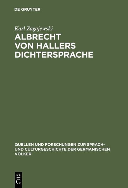 Produktbild: Albrecht von Hallers Dichtersprache