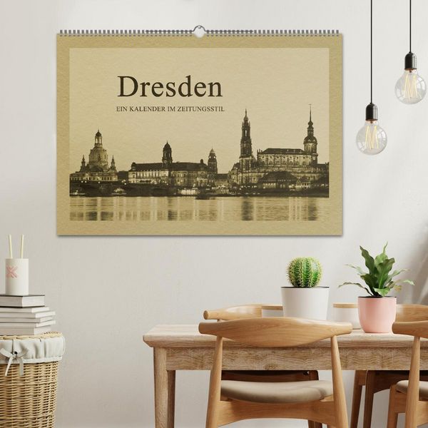 Produktbild: Dresden - Ein Kalender im Zeitungsstil (Wandkalender 2026 DIN A2 quer), CALVENDO Monatskalender