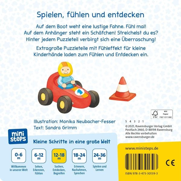 Produktbild: Ministeps: Mein erstes F&uuml;hl-Puzzlebuch: Meine Fahrzeuge