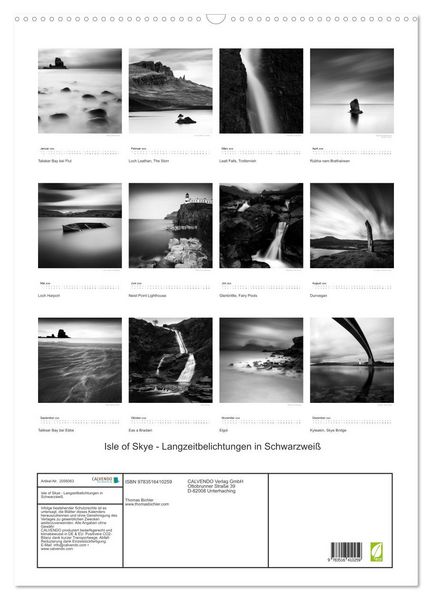 Produktbild: Isle of Skye - Langzeitbelichtungen in Schwarzwei&szlig; (Wandkalender 2026 DIN A2 hoch), CALVENDO Monatskalender