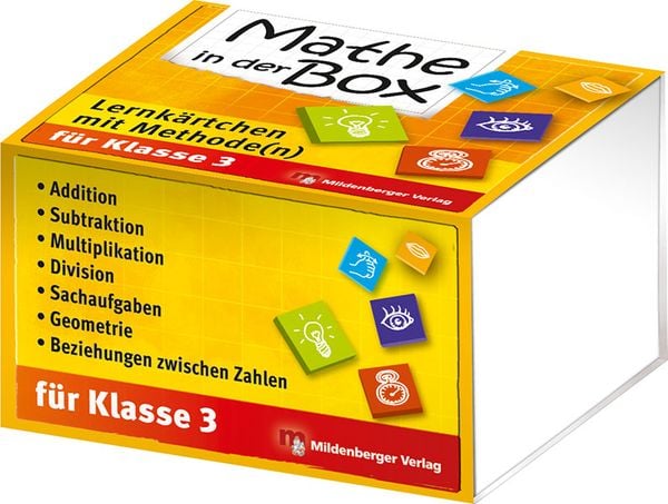 Mathe in der Box – Lernkärtchen mit Methode(n), Klasse 3, Nonbook von Verena Anlauf,Yvonne Kopf, Mildenberger Verlag GmbH, 978-3-619-03121-4