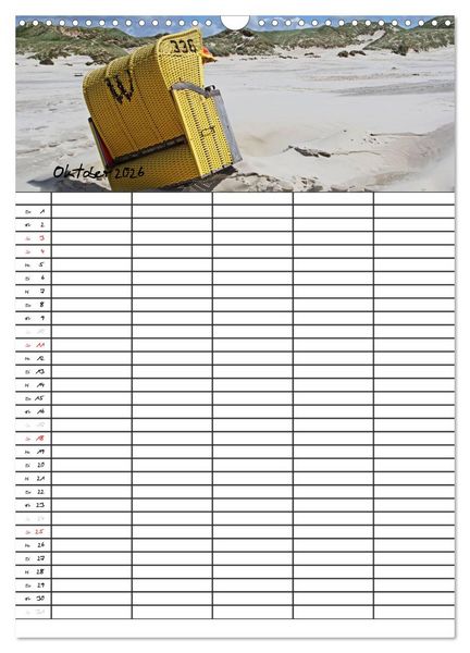Produktbild: Urlaubsparadies Amrum / Familienplaner (Wandkalender 2026 DIN A3 hoch), CALVENDO Monatskalender