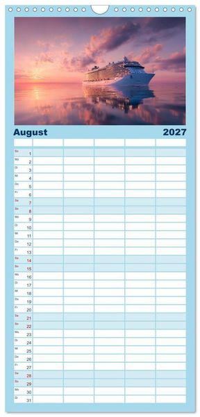 Produktbild: Familienplaner 2027 - Kreuzfahrtschiffe Kalender - Kreuzfahrten und Giganten der Meere mit 5 Spalten (Wandkalender, 21 x 45 cm) CALVENDO