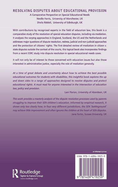 Produktbild: Resolving Disputes about Educational Provision