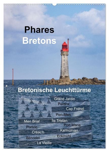 Produktbild: Phares Bretons Bretonische Leuchtt&uuml;rme (Wandkalender 2026 DIN A2 hoch), CALVENDO Monatskalender