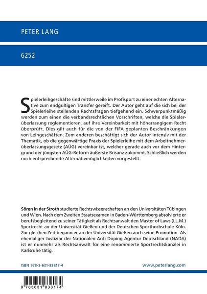 Produktbild: Die Spieler&uuml;berlassung &ndash; Rechtsfragen der gegenw&auml;rtigen Praxis der Spielerleihe