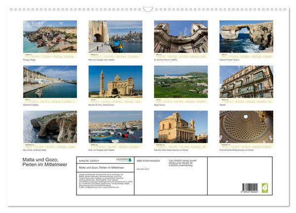 Produktbild: Malta und Gozo, Perlen im Mittelmeer (Wandkalender 2026 DIN A2 quer), CALVENDO Monatskalender