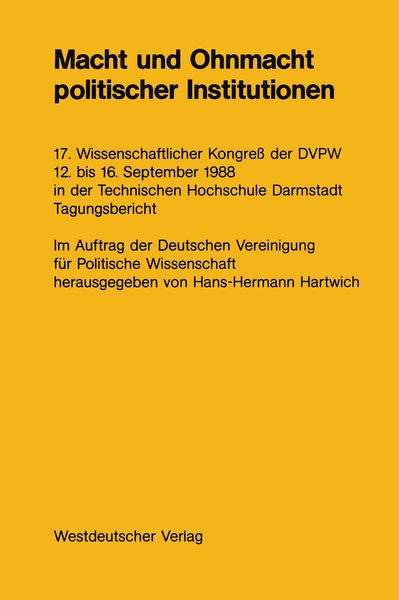 Produktbild: Macht und Ohnmacht politischer Institutionen