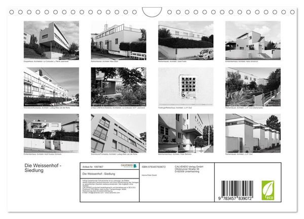 Produktbild: Die Weissenhof - Siedlung (Wandkalender 2026 DIN A4 quer), CALVENDO Monatskalender