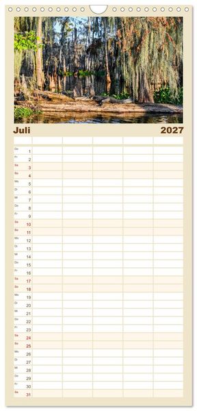 Produktbild: Familienplaner 2027 - Louisiana - S&uuml;mpfe und Plantagenh&auml;user mit 5 Spalten (Wandkalender, 21 x 45 cm) CALVENDO