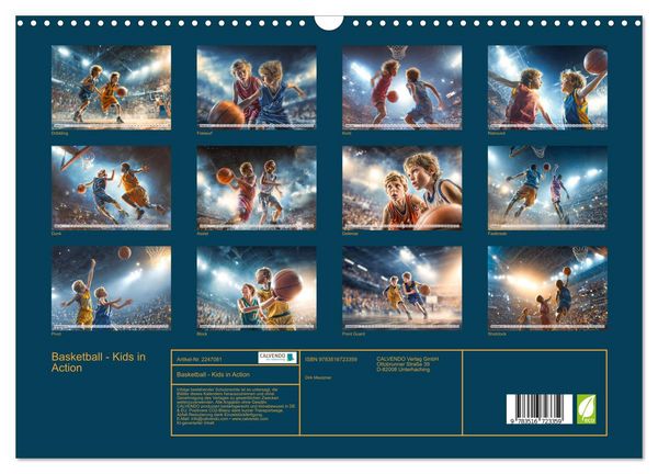 Produktbild: Basketball - Kids in Action (Wandkalender 2026 DIN A3 quer), CALVENDO Monatskalender