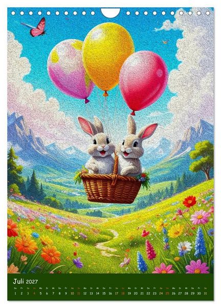 Produktbild: Osterhasen im Jahreskreis 12 Monate Hasenquatsch (Wandkalender 2027 DIN A4 hoch), CALVENDO Monatskalender
