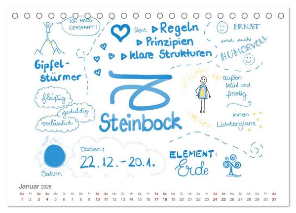 Produktbild: Sternzeichen-Kalender (Tischkalender 2026 DIN A5 quer), CALVENDO Monatskalender