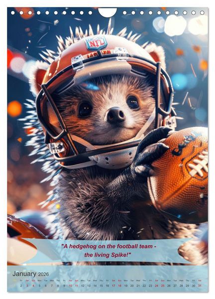 Produktbild: American football with funny animals (Wall Calendar 2026 DIN A4 portrait), CALVENDO 12 Month Wall Calendar