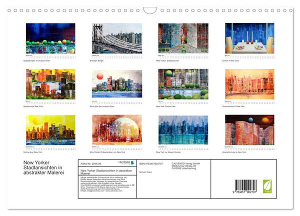 Produktbild: New Yorker Stadtansichten in abstrakter Malerei (Wandkalender 2026 DIN A3 quer), CALVENDO Monatskalender