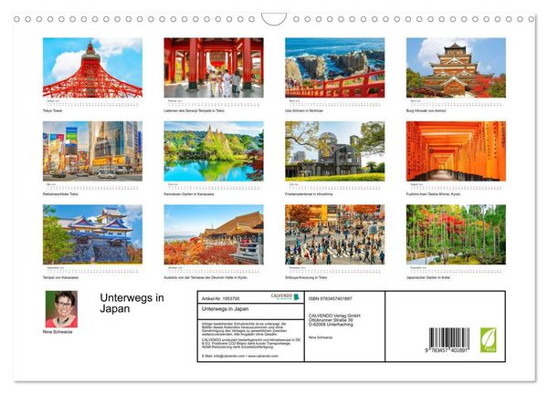 Produktbild: Unterwegs in Japan (Wandkalender 2026 DIN A3 quer), CALVENDO Monatskalender