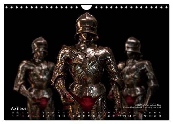 Produktbild: Historische R&uuml;stungen und Waffen (Wandkalender 2026 DIN A4 quer), CALVENDO Monatskalender
