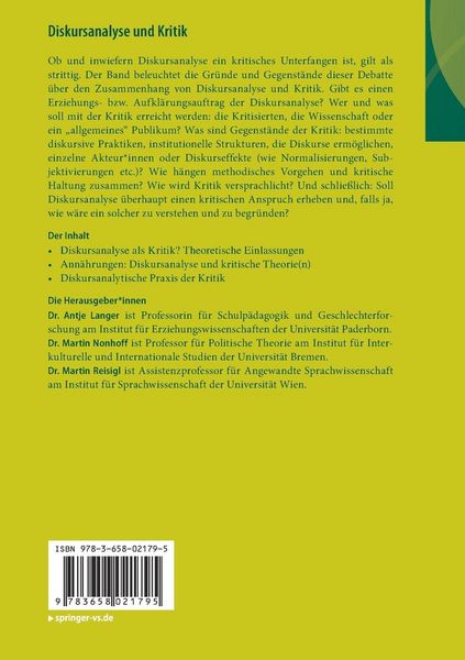 Produktbild: Diskursanalyse und Kritik
