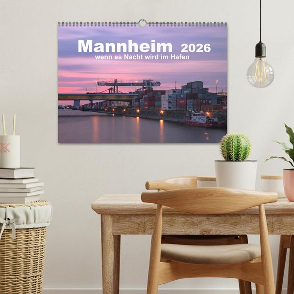 Produktbild: Mannheim 2026 - wenn es Nacht wird im Hafen (Wandkalender 2026 DIN A3 quer), CALVENDO Monatskalender