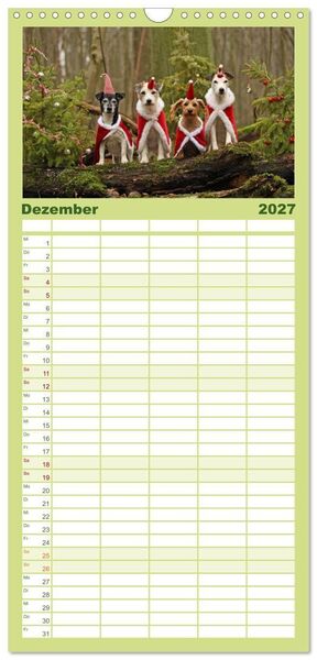 Produktbild: Familienplaner 2027 - Die Parson-Russell-Terrier...mit neuen Abenteuern aus der Hundeknipserei mit 5 Spalten (Wandkalender, 21 x 45 cm) CALVENDO