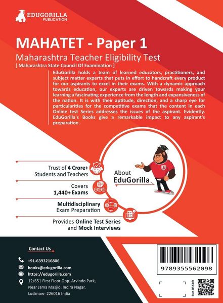 Produktbild: MAHATET (Maharashtra Teacher Eligibility Test) Paper 1 Book 2023 (English Edition) - 10 Full Length Mock Tests and 10 Sectional Tests (1800 Solved Que