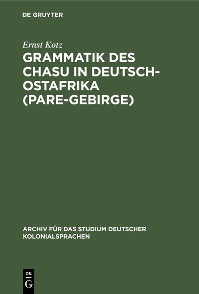 Produktbild: Grammatik des Chasu in Deutsch-Ostafrika (Pare-Gebirge)