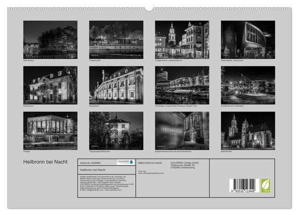Produktbild: Heilbronn bei Nacht (hochwertiger Premium Wandkalender 2026 DIN A2 quer), Kunstdruck in Hochglanz