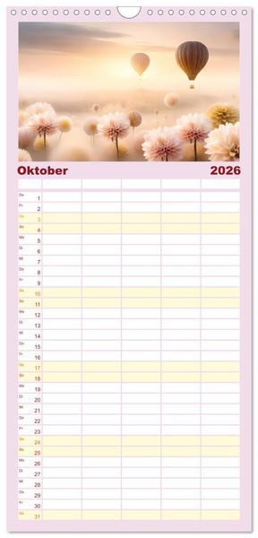 Produktbild: Familienplaner 2026 - Romantischer Terminkalender mit 5 Spalten (Wandkalender, 21 x 45 cm) CALVENDO