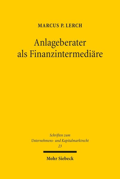 Produktbild: Anlageberater als Finanzintermedi&auml;re