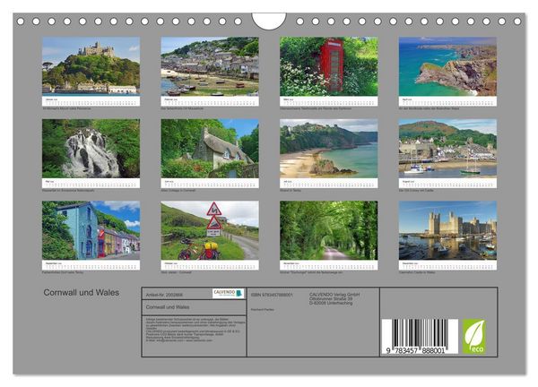 Produktbild: Cornwall und Wales (Wandkalender 2026 DIN A4 quer), CALVENDO Monatskalender