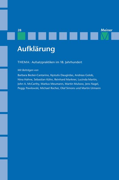 Produktbild: Aufkl&auml;rung, Band 28: Aufsatzpraktiken im 18. Jahrhundert