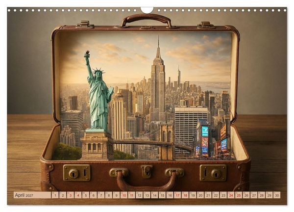 Produktbild: St&auml;dte der Welt - Metropolen verpackt in einem Koffer (Wandkalender 2027 DIN A3 quer), CALVENDO Monatskalender
