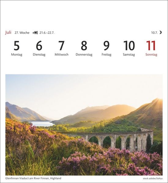 Produktbild: Schottland Sehnsuchtskalender 2027 - Wochenkalender mit 53 Postkarten