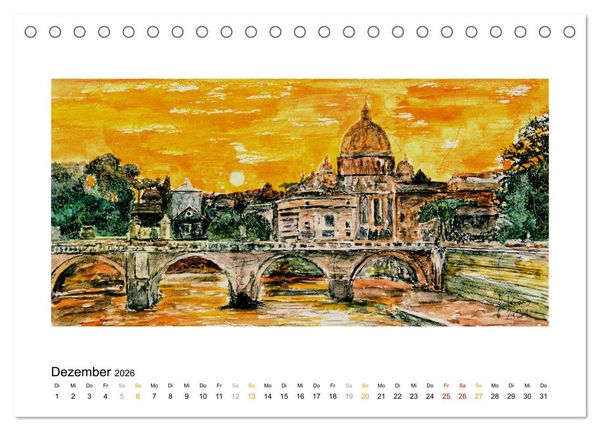 Produktbild: ROM In stillen Aquarellen (Tischkalender 2026 DIN A5 quer), CALVENDO Monatskalender