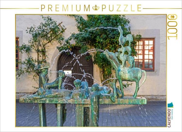 CALVENDO Puzzle Brunnen der Bremer Stadtmusikanten, Erfurt | 1000 Teile Lege-Größe 64x48cm Foto-Puzzle für glückliche Stunden