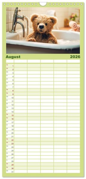 Produktbild: Familienplaner 2026 - Teddyb&auml;r und seine Abenteuer mit 5 Spalten (Wandkalender, 21 x 45 cm) CALVENDO