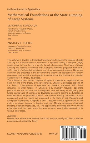 Produktbild: Mathematical Foundations of the State Lumping of Large Systems