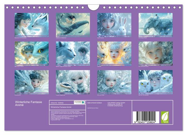 Produktbild: Winterliche Fantasie Anim&eacute; (Wandkalender 2026 DIN A4 quer), CALVENDO Monatskalender
