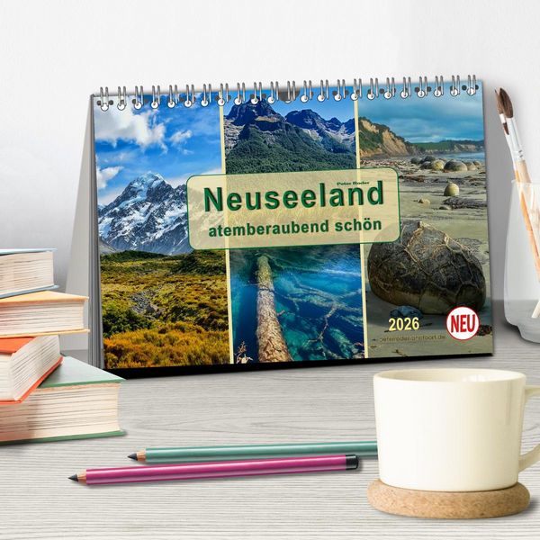 Produktbild: Neuseeland - atemberaubend sch&ouml;n (Tischkalender 2026 DIN A5 quer), CALVENDO Monatskalender