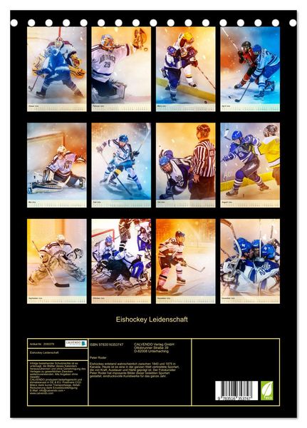 Produktbild: Eishockey Leidenschaft (Tischkalender 2026 DIN A5 hoch), CALVENDO Monatskalender