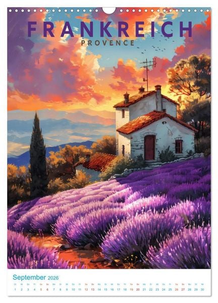 Produktbild: Frankreich - Old School Poster Style (Wandkalender 2026 DIN A3 hoch), CALVENDO Monatskalender