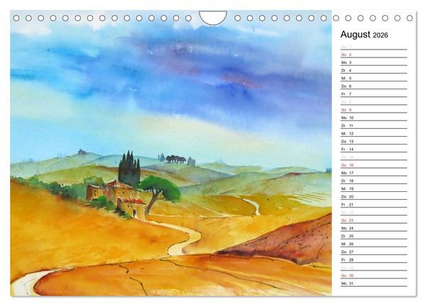 Produktbild: Aquarelle - quer durch Europa (Wandkalender 2026 DIN A4 quer), CALVENDO Monatskalender