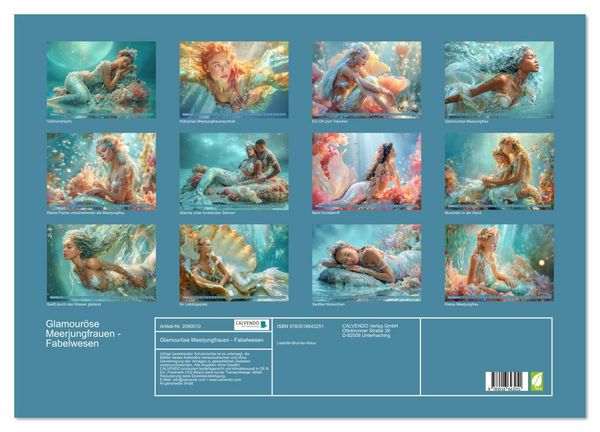 Produktbild: Glamour&ouml;se Meerjungfrauen - Fabelwesen (Wandkalender 2026 DIN A2 quer), CALVENDO Monatskalender