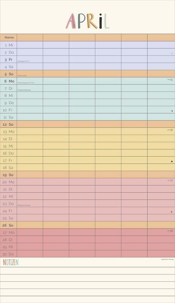 Produktbild: Unser buntes Jahr 2026 Familienplaner - Familien-Timer 26x45 cm - Offset-Papier - mit Ferienterminen - Wand-Planer - Familienkalender - Alpha Edition