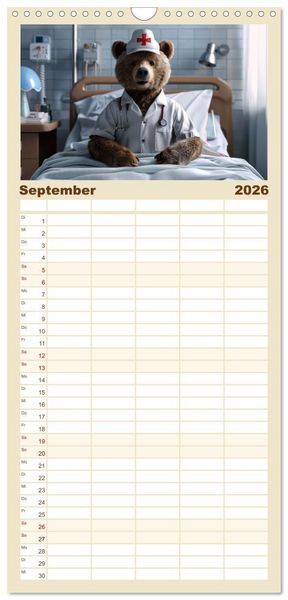 Produktbild: Familienplaner 2026 - Tierisch lustige Krankenpfleger mit 5 Spalten (Wandkalender, 21 x 45 cm) CALVENDO