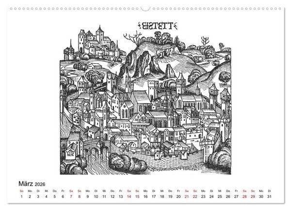 Produktbild: Schedelsche Weltchronik Deutsche St&auml;dte 1493 (Wandkalender 2026 DIN A2 quer), CALVENDO Monatskalender