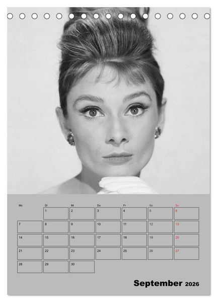 Produktbild: Hollywood-Diva. Audrey Hepburn (Tischkalender 2026 DIN A5 hoch), CALVENDO Monatskalender
