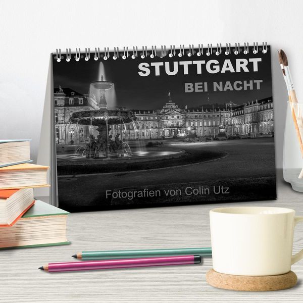 Produktbild: Stuttgart bei Nacht (Tischkalender 2026 DIN A5 quer), CALVENDO Monatskalender